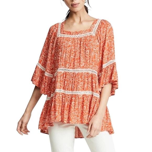 Free People Floral Talk About it Tunic - M - Picture 1 of 4